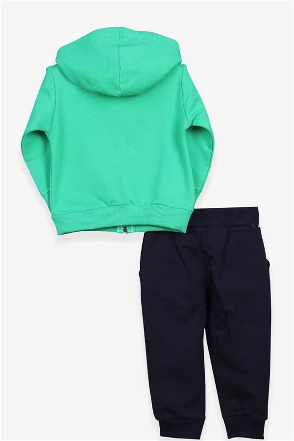 Baby Boy Tracksuit Set with Dog Embroidery, Green (1-2 Years)