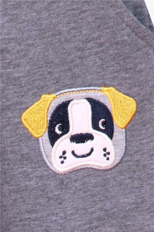 Baby Boy Tracksuit Set with Dog Embroidery, Yellow (1-2 Years)