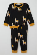 Boys' Tracksuit Set with Llama Design, Black (1.5-5 Years)