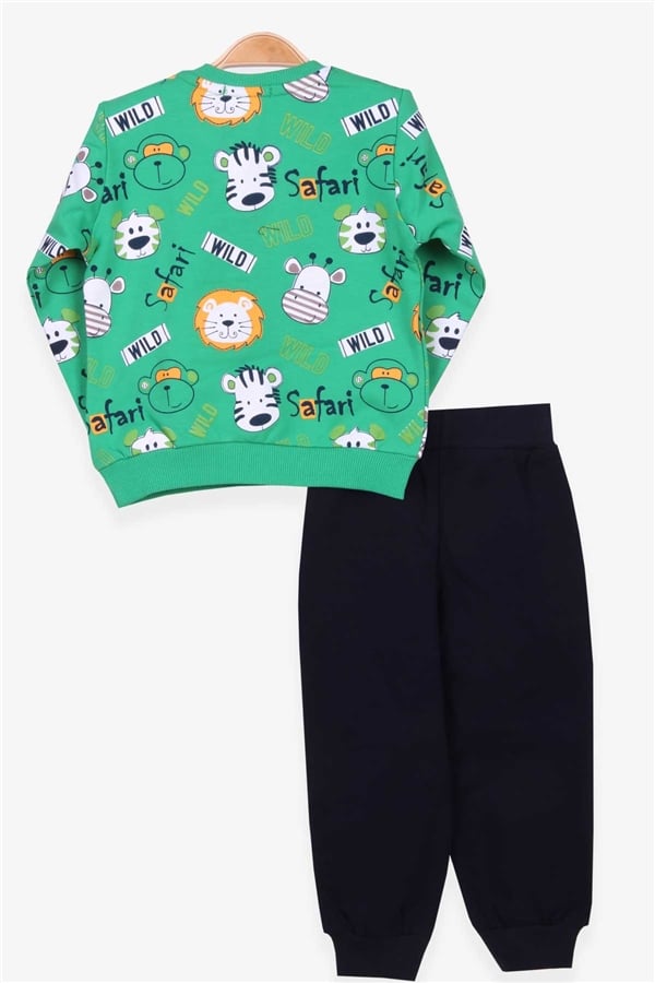 Baby Boy Tracksuit Set with Monkey Embroidery, Green (1-1.5 Years)