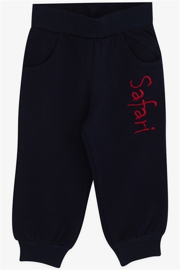 Boys' Tracksuit Set with Monkey Embroidery, Burgundy (1-1.5 Years)