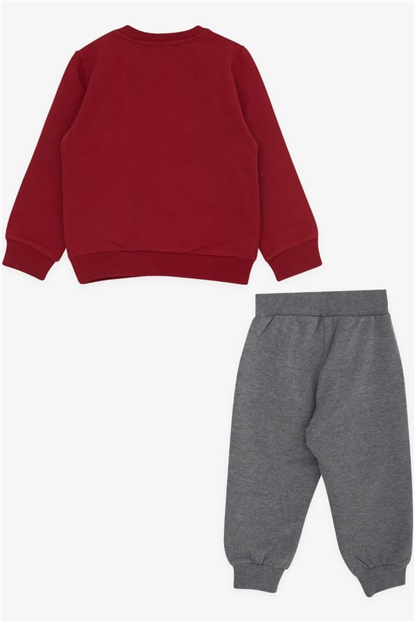 Baby Boy Tracksuit Set with Little Dinosaur Embroidery, Red (1-1.5 Years)