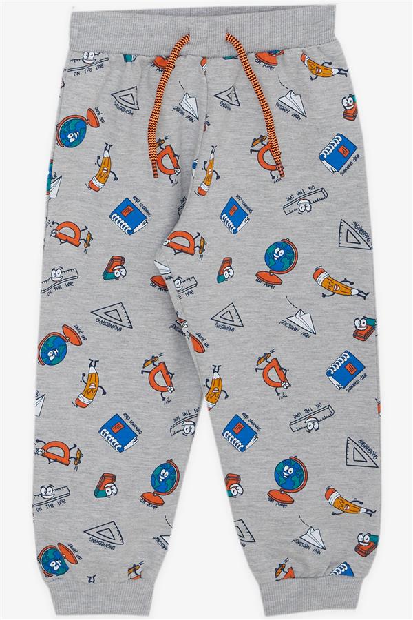 Baby Boy Tracksuit Set, School Theme, Grey Melange (1.5-2 Years)