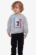 Baby Boy Tracksuit Set with Number Embroidery, Grey Melange (1.5-2 Years)