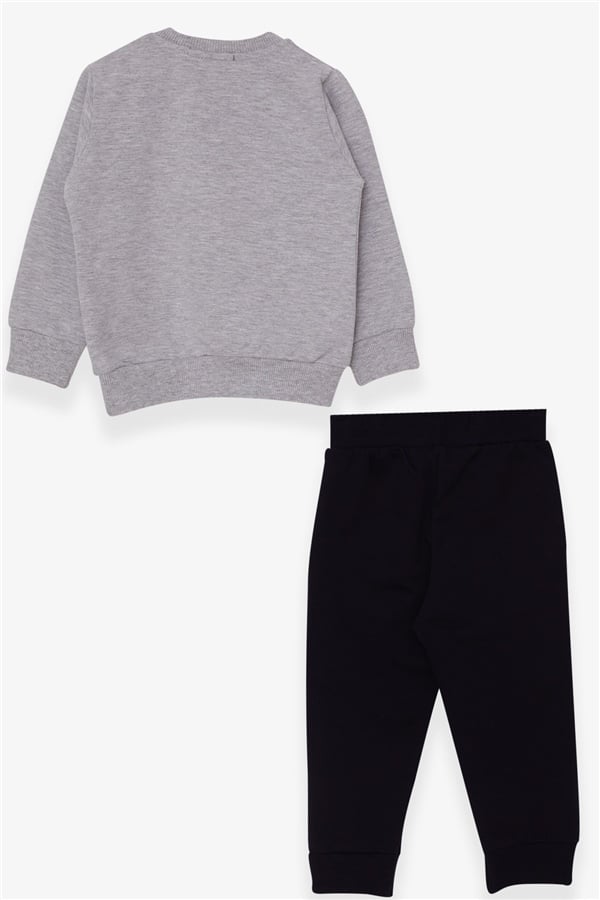 Baby Boy Tracksuit Set with Number Embroidery, Grey Melange (1.5-2 Years)