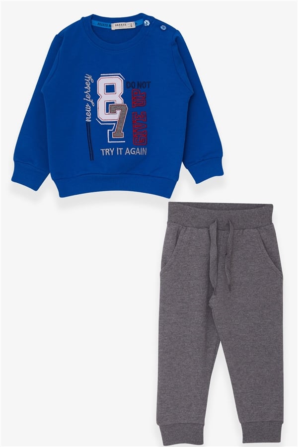Baby Boy Tracksuit Set with Number Embroidery, Royal Blue (1.5-2 Years)