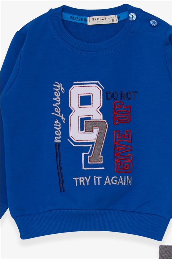 Baby Boy Tracksuit Set with Number Embroidery, Royal Blue (1.5-2 Years)
