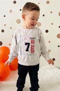 Baby Boy Tracksuit Set with Number Embroidery, Beige Melange (1.5 Years)