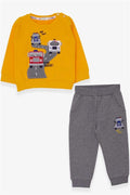 Baby Boy Tracksuit Set with Colorful Car Embroidery, Mustard Yellow (1.5 Years)