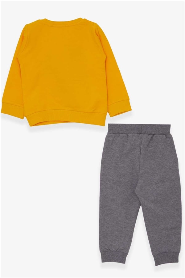 Baby Boy Tracksuit Set with Colorful Car Embroidery, Mustard Yellow (1.5 Years)