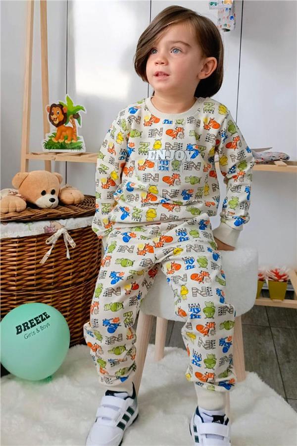 Boys' Tracksuit Set Zebra Adventure Cream (1.5-3 Years)