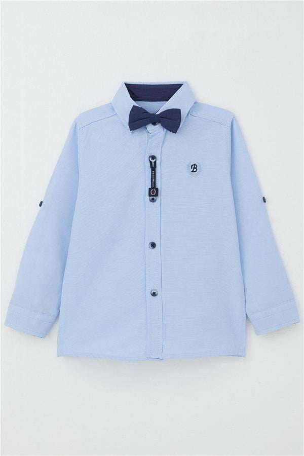 Boys' Shirt with Bow Tie, Light Blue (Ages 3-5)