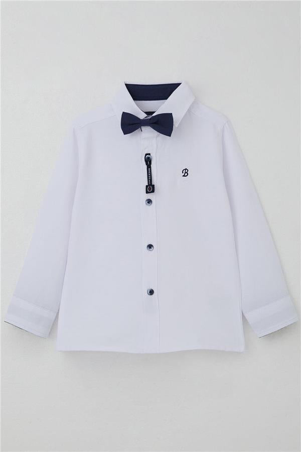 Boys' Shirt with Bow Tie, White (Ages 3-7)