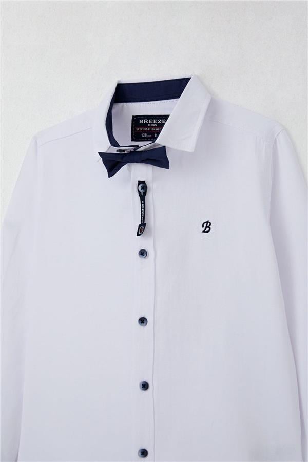 Boys' Shirt with Bow Tie, White (Ages 8-12)