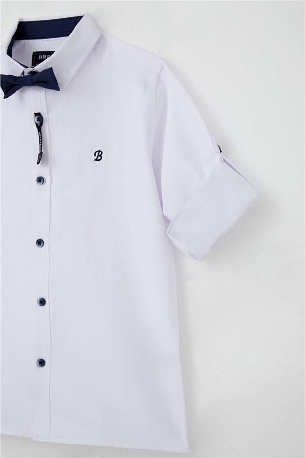 Boys' Shirt with Bow Tie, White (Ages 8-12)