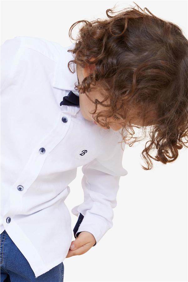 Boys' Shirt with Bow Tie, White (Ages 3-7)