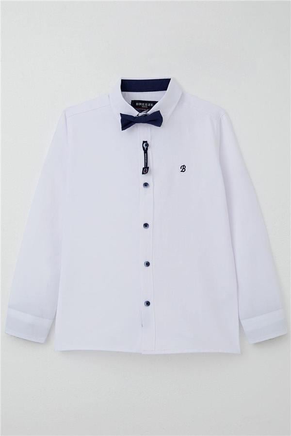 Boys' Shirt with Bow Tie, White (Ages 8-12)