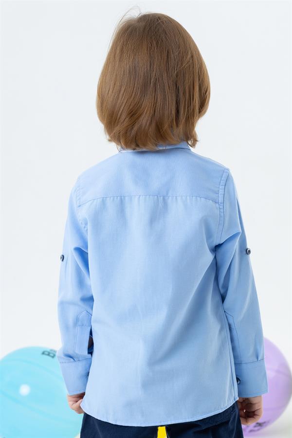 Boys' Shirt with Bow Tie, Blue (Ages 3)