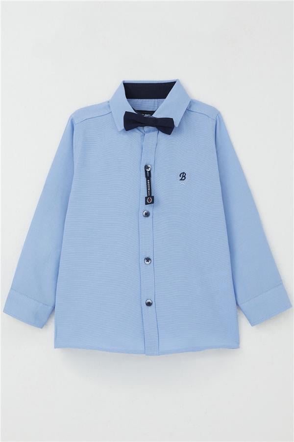 Boys' Shirt with Bow Tie, Blue (Ages 3)