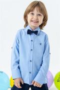 Boys' Shirt with Bow Tie, Blue (Ages 3)