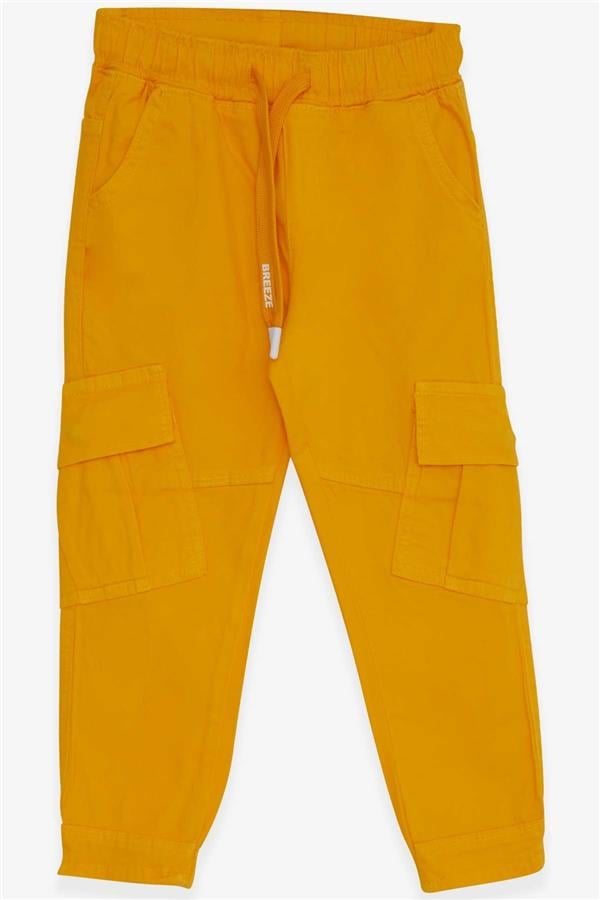Boys' Jeans with Elastic Waist and Pockets, Yellow (Ages 3-7)
