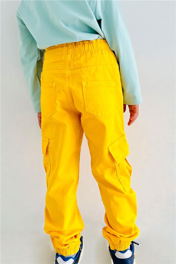 Boys' Jeans with Elastic Waist and Pockets, Yellow (Ages 3-7)