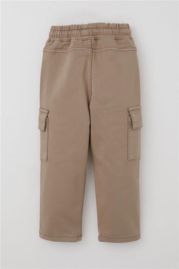 Boys' Cargo Pants with Elastic Waistband, Beige (1.5-5 Years)