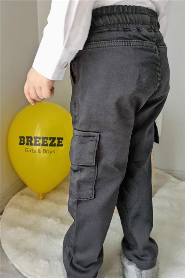 Boys' Cargo Pants with Pockets and Elastic Waistband, Dark Gray (1.5-5 Years)