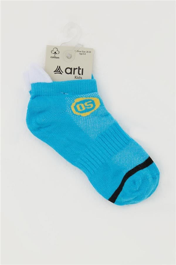 Boys' Bootie Socks with Number Print, Blue (Ages 5-14)