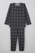 Boys' Pajama Set Dinosaur Kingdom Plaid Pattern Grey (Ages 4-8)