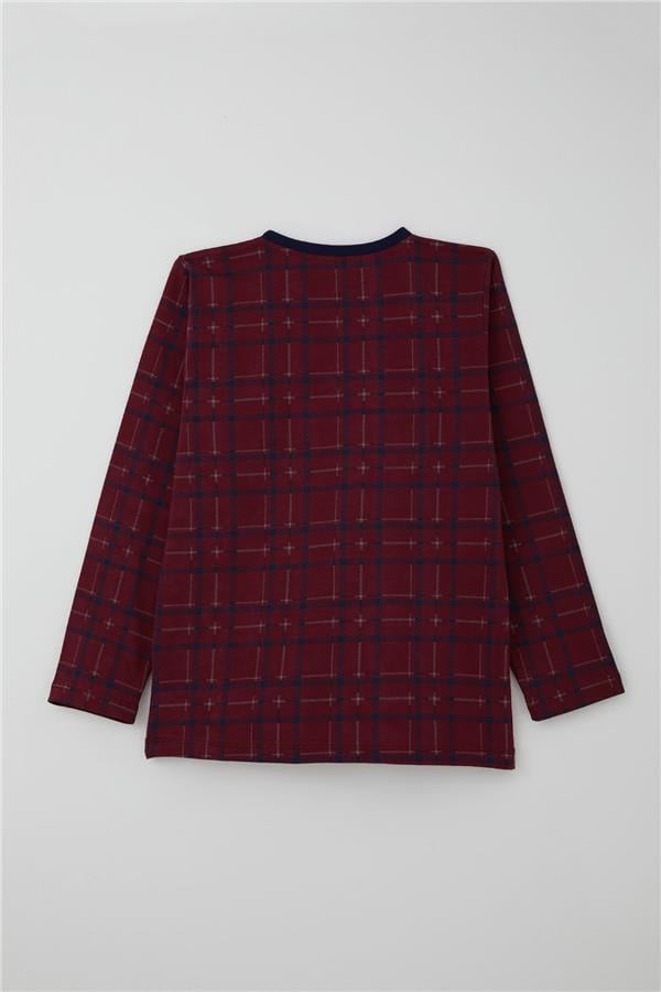 Boys' Pajama Set, Plaid Pattern, Burgundy (Ages 9-11)