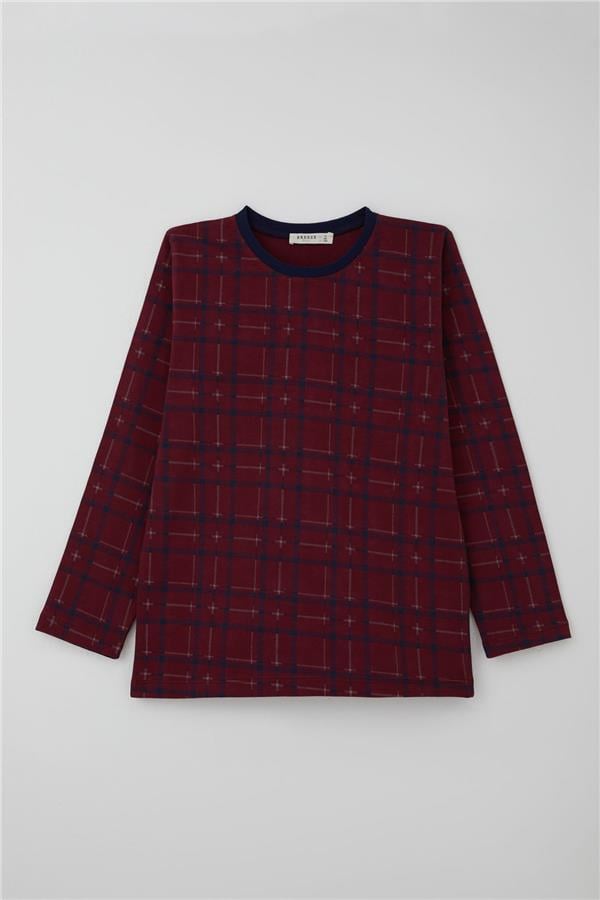 Boys' Pajama Set, Plaid Pattern, Burgundy (Ages 9-11)