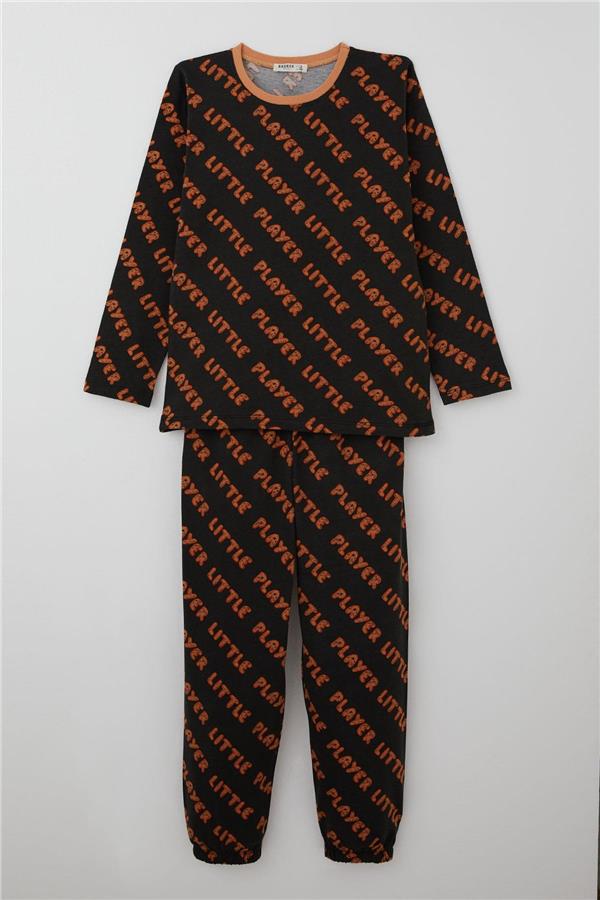 Boys' Pajama Set Playtime Little Player Print Dark Brown (Ages 9-12)