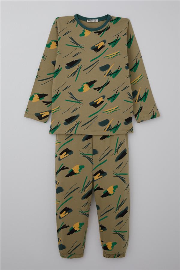Boys' Pajama Set Sleepy Brush Khaki Green (Ages 4-8)