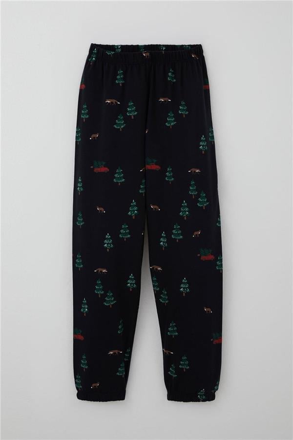Boys' Pajama Set with Christmas Tree Design, Navy Blue (Ages 4-8)