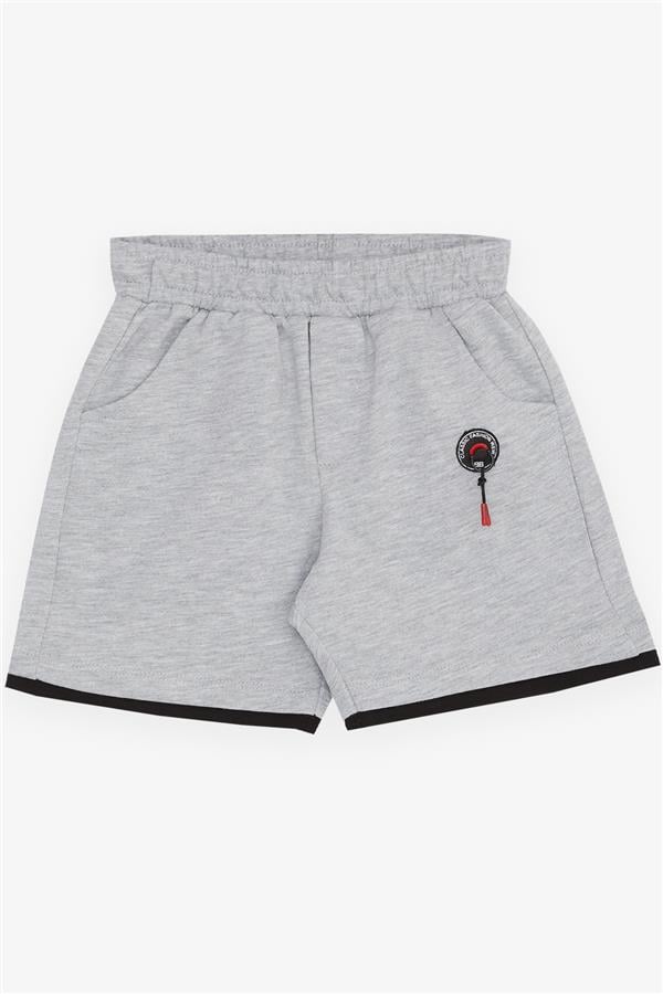 Boys' Shorts with Pockets and Accessories, Grey Melange (Ages 3-7)