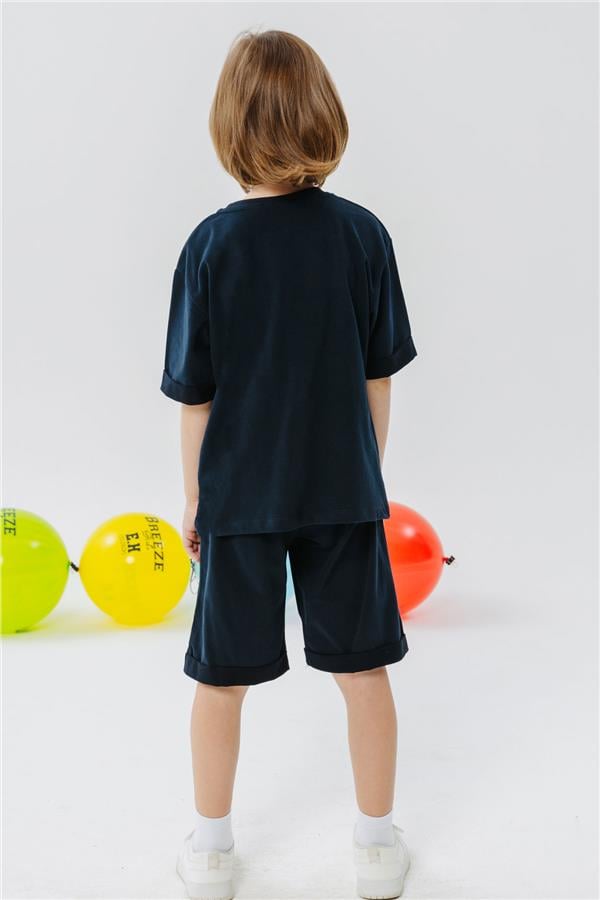 Boys' Shorts Set with Pockets, Navy Blue (Ages 3-7)