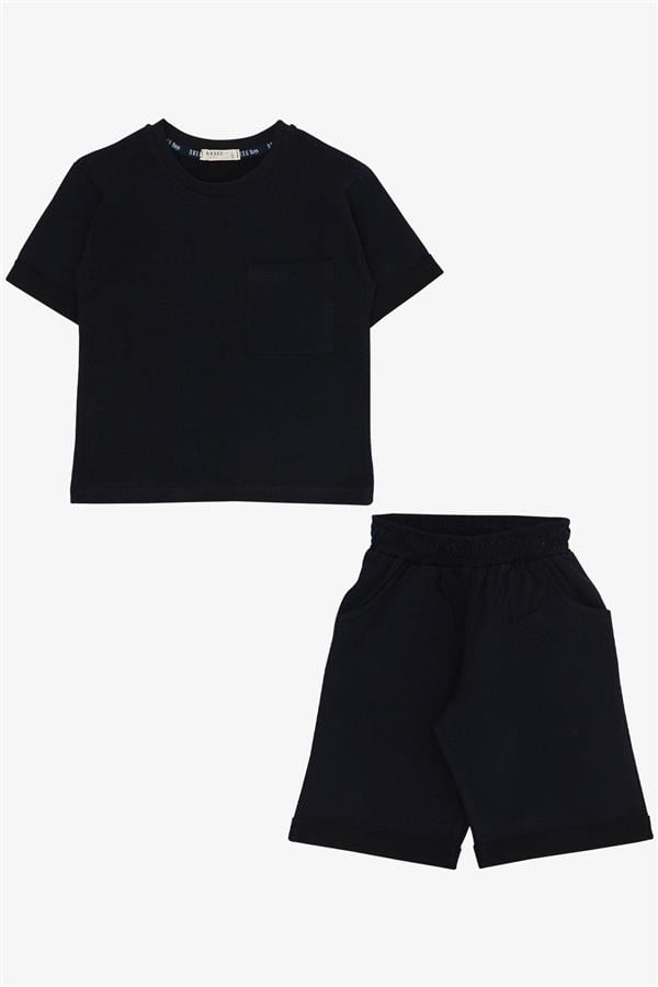 Boys' Shorts Set with Pockets, Navy Blue (Ages 3-7)