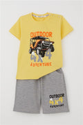 Boys' Shorts Set, Adventure Theme, Car Print, Yellow (Ages 1.5-5)