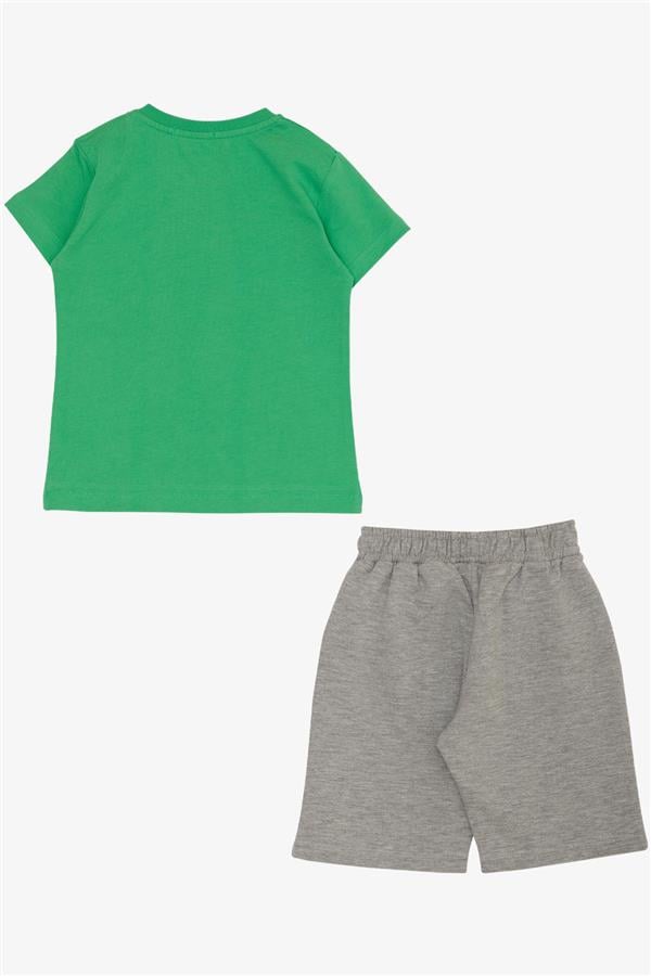 Boys' Shorts Set, Adventure Theme, Car Print, Green (1.5-5 Years)
