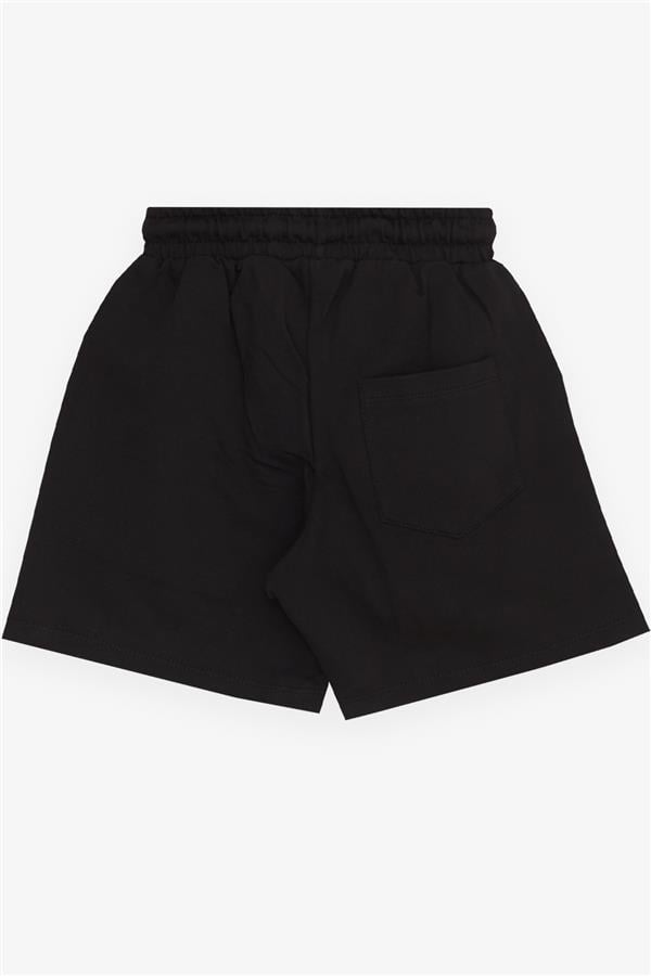 Boys' Shorts, Printed, Drawstring, Pockets, Black (Ages 3-7)