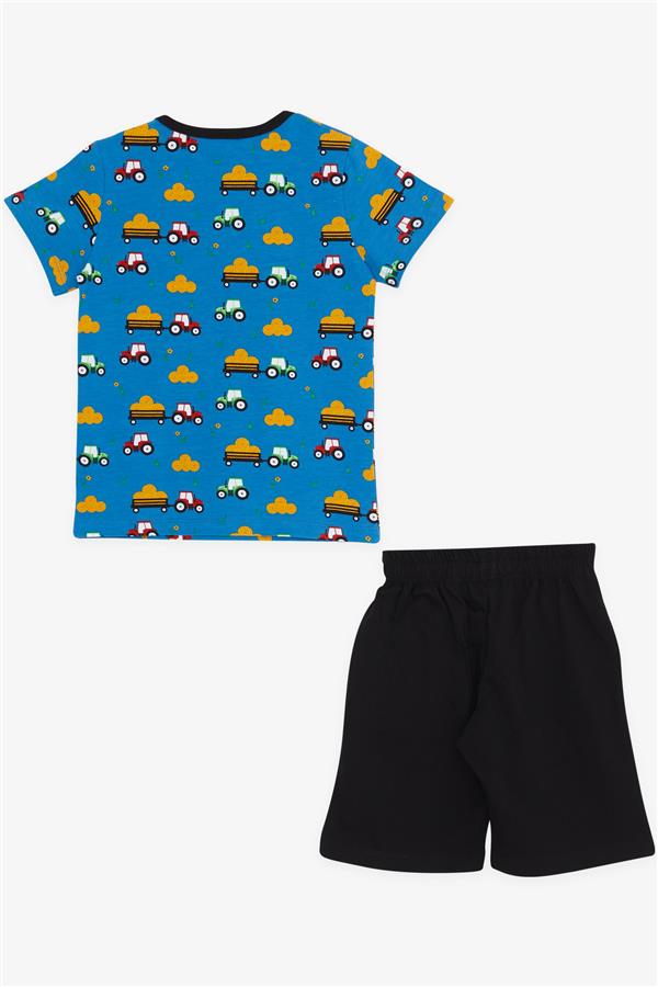 Baby Boy Pajama Set with Shorts, Tractor Pattern, Blue (1.5-2 Years)