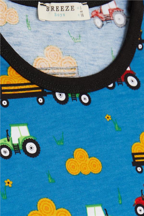 Baby Boy Pajama Set with Shorts, Tractor Pattern, Blue (1.5-2 Years)
