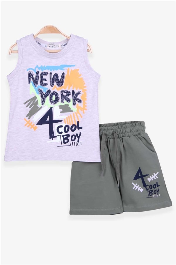 Baby Boy Shorts Set, Printed Beige Melange (1-1.5 Years)