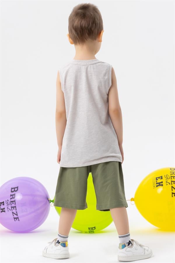 Baby Boy Shorts Set, Printed Beige Melange (1-1.5 Years)