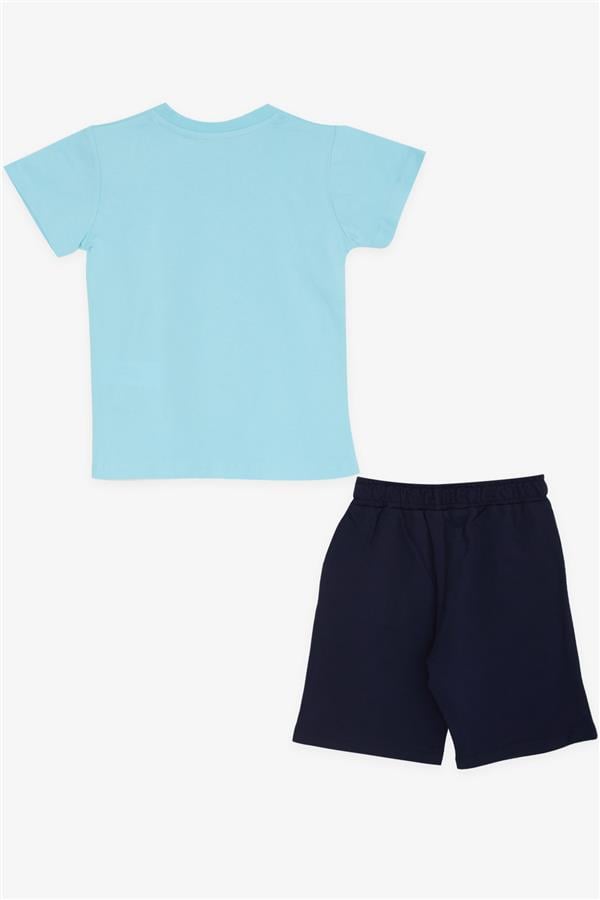 Boys' Shorts Set, Baby Lion Print, Light Blue (1-4 Years)