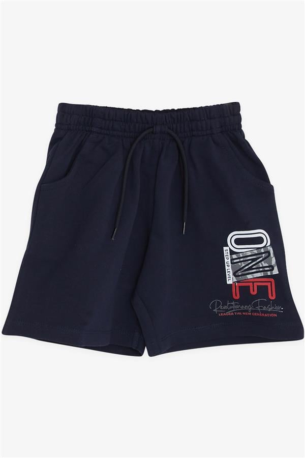 Boys' Striped Shorts Set with Text Print, White (Ages 2-6)