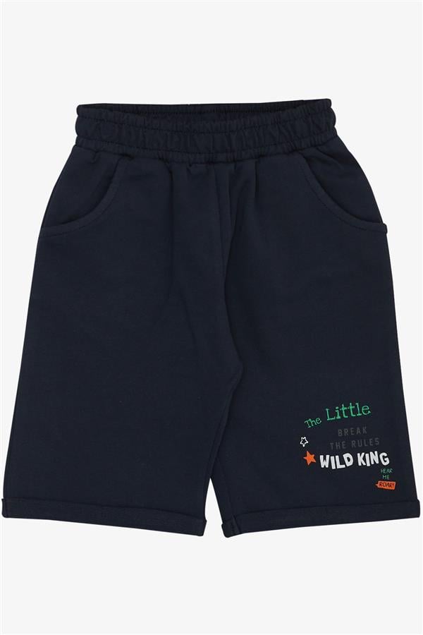 Boys' Shorts Set with King Lion Print, Beige Melange (Ages 1-4)