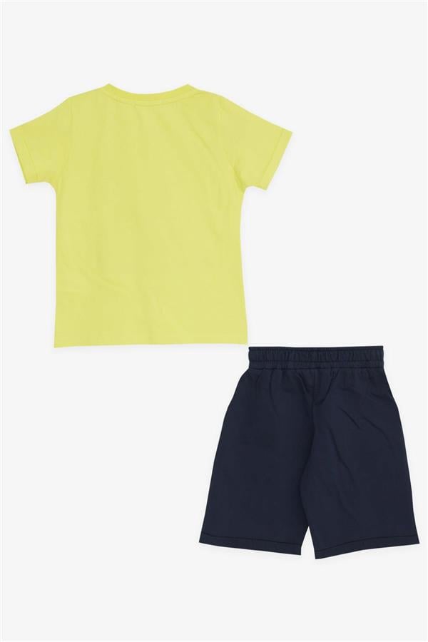 Boys' Shorts Set with Happy Dinosaur Family Print, Yellow (Ages 1-4)