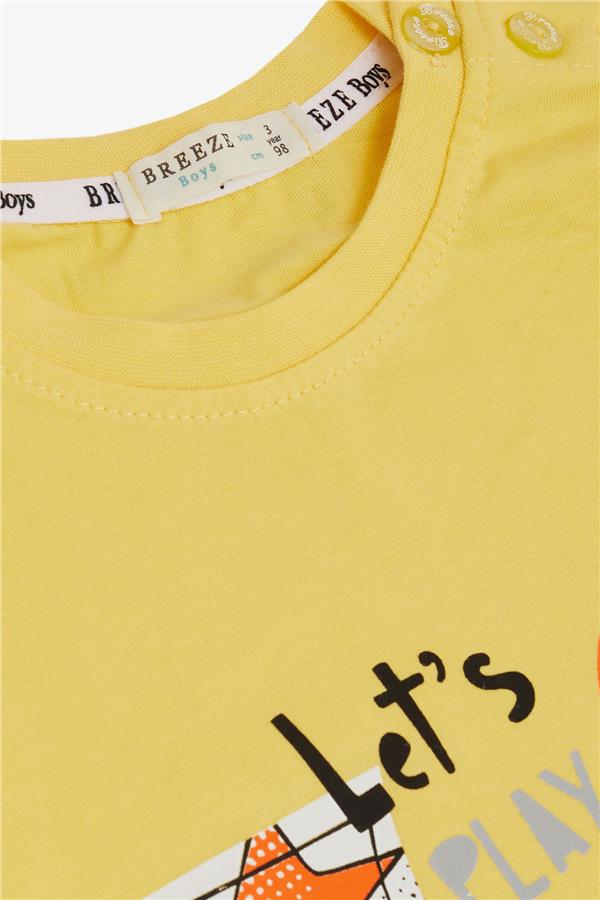 Boys' Playtime Shorts Set with Happy Animals Print, Yellow (Ages 1-4)